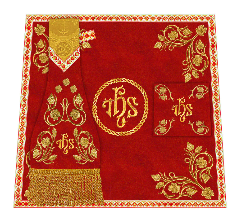 Roman Chasuble Vestment With Grapes Embroidery and Trims