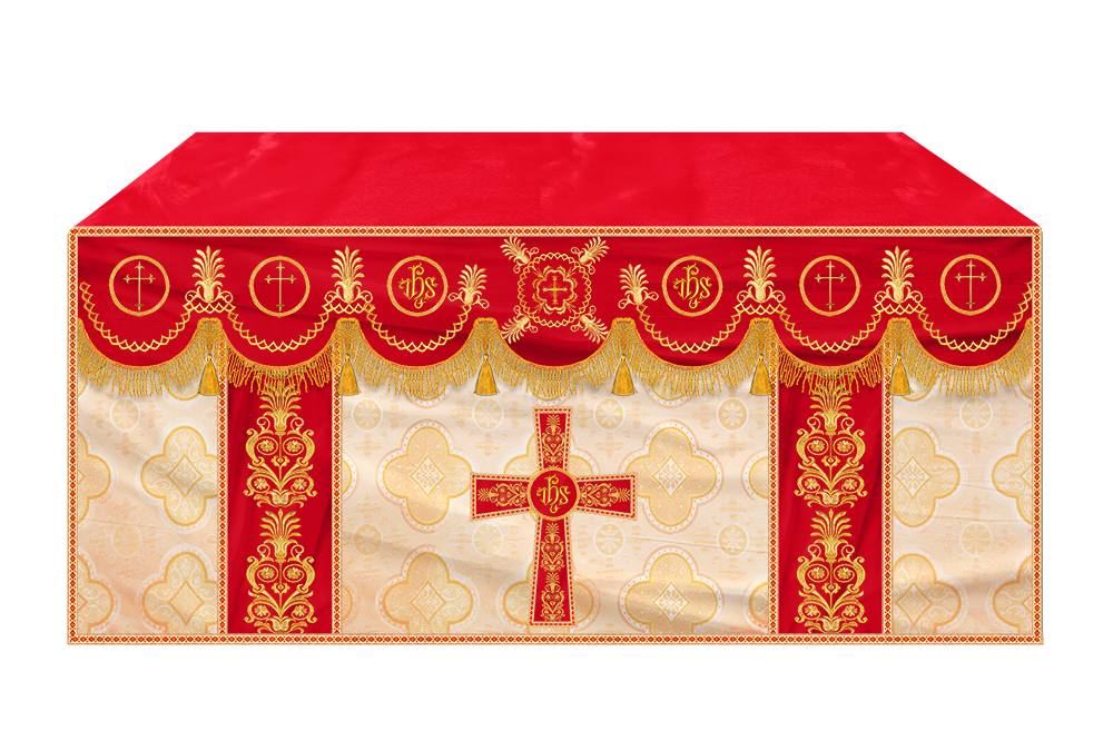 Altar Cloth with Embroidered Motif and Trims
