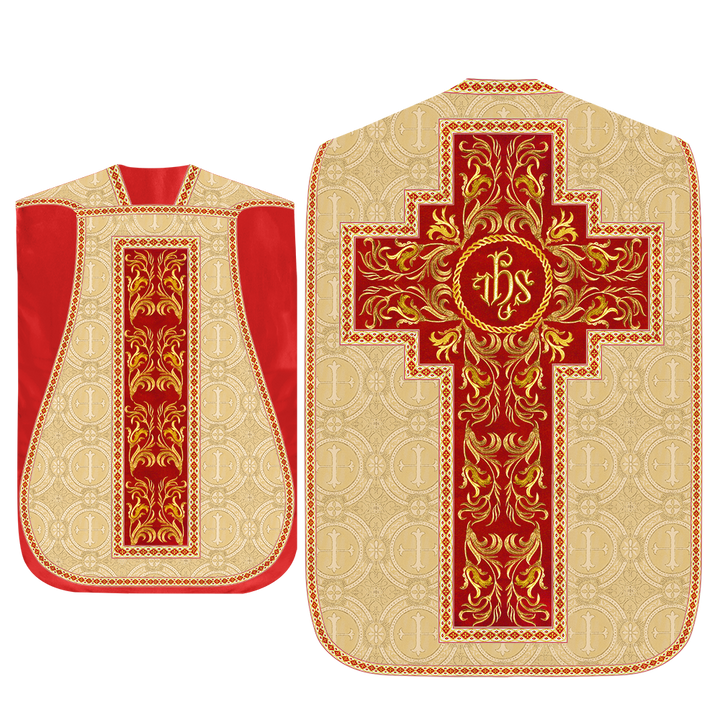 Roman Chasuble Vestment With Woven Braids and Trims