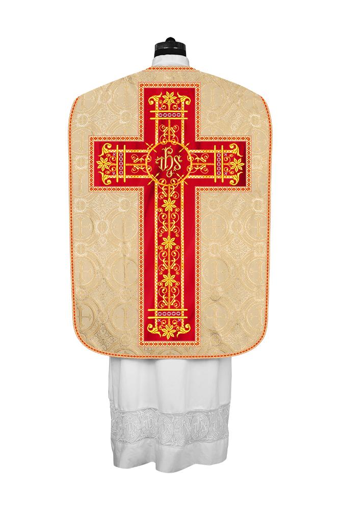 Roman Chasuble Vestment Enhanced With Orphrey and Trims