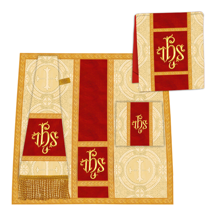 Gothic Cope Vestment with Cross type Braided Trims and motif