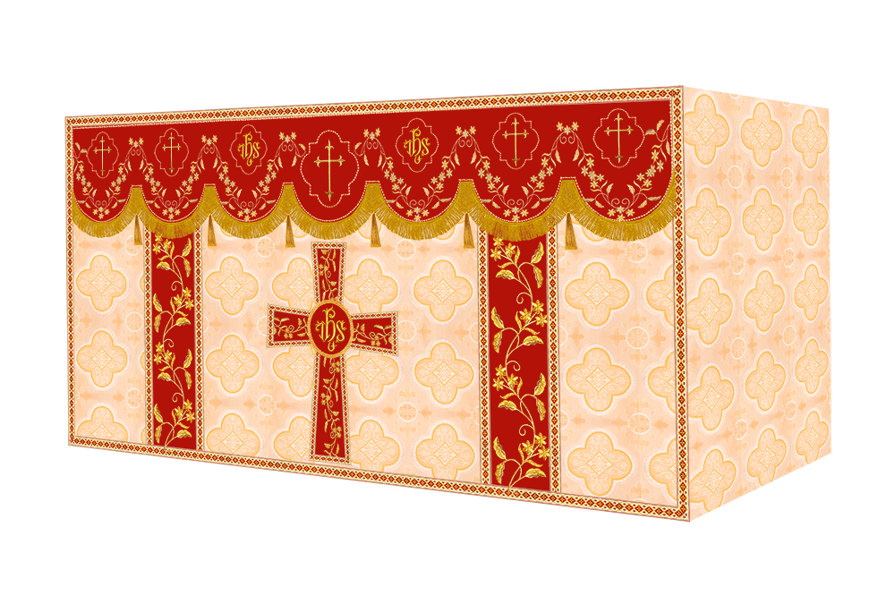 Altar Table Cloth With Floral Embroidery trims