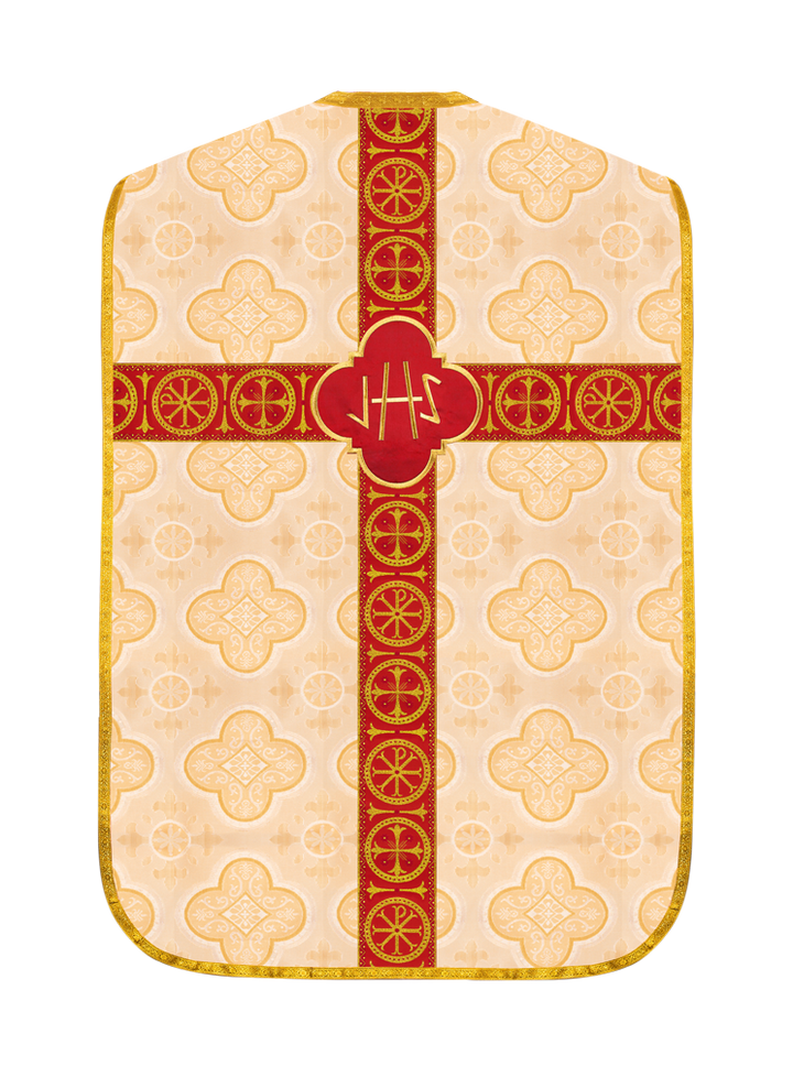 Roman Chasuble Vestment with Spiritual Motif and Ornate Braids