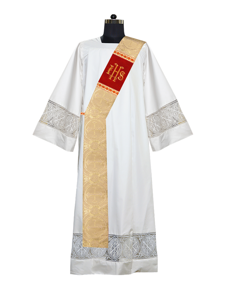 Deacon Stole with IHS Embroidered Spiritual Motifs