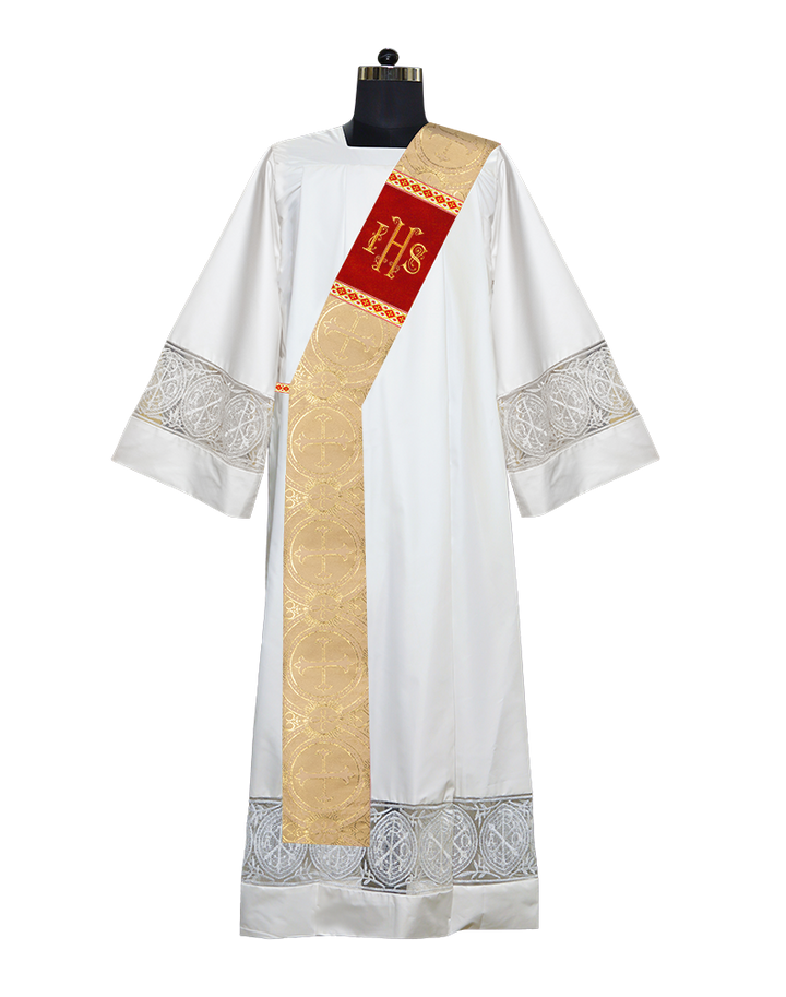 Deacon Stole with IHS Embroidered Spiritual Motifs