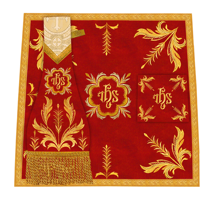 Set of Four Roman Chasuble with liturgical motifs