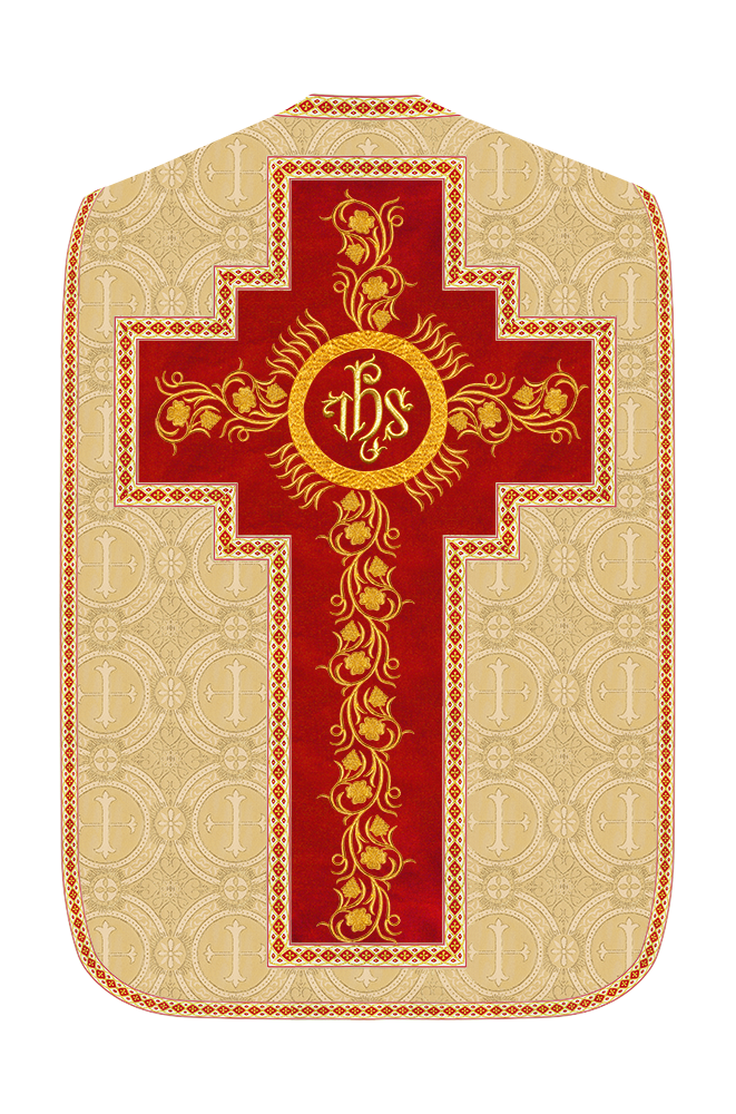 Roman Chasuble Vestment With Grapes Embroidery and Trims