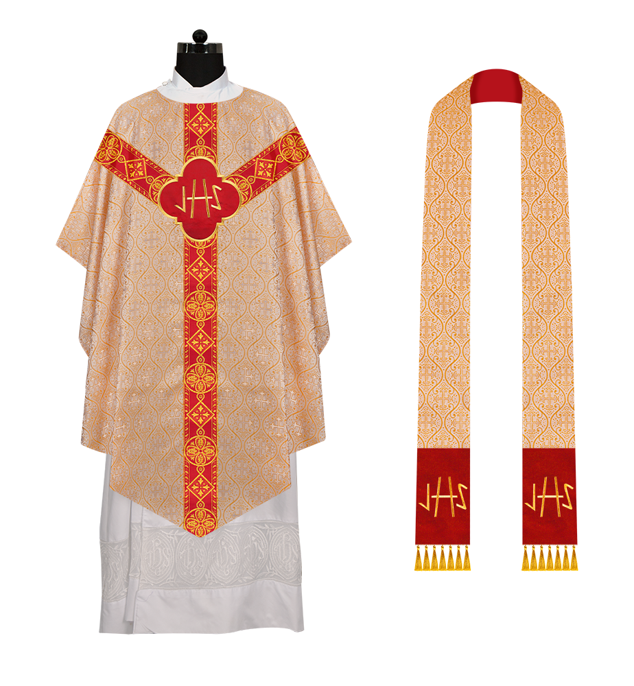 Pugin Chasuble with Intricate Embroidery and Orphrey Details