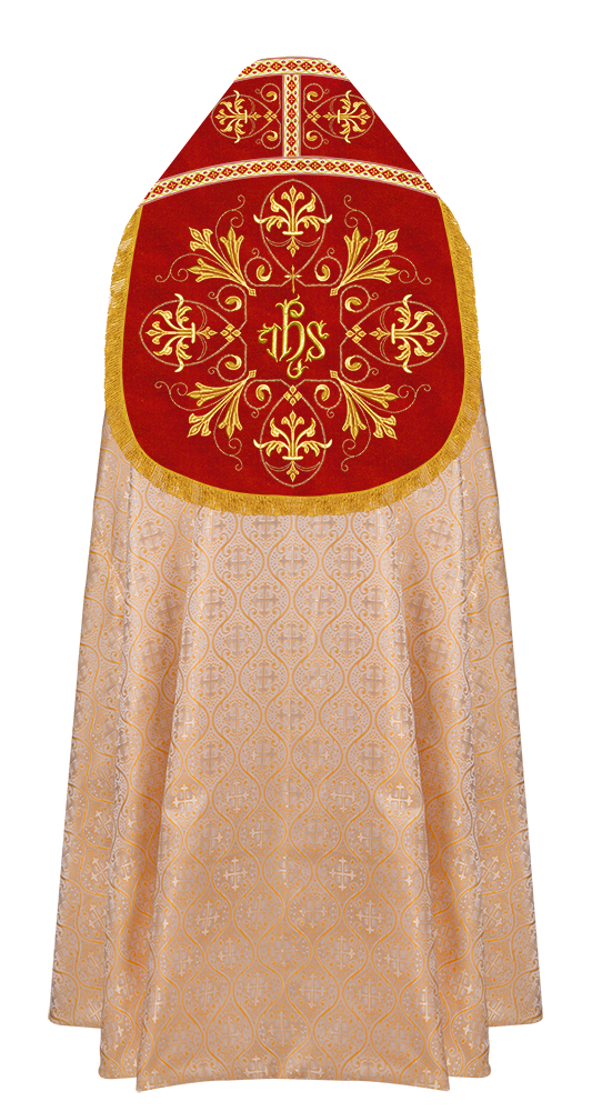 Embroidered Roman Cope Vestment with Braided Trims