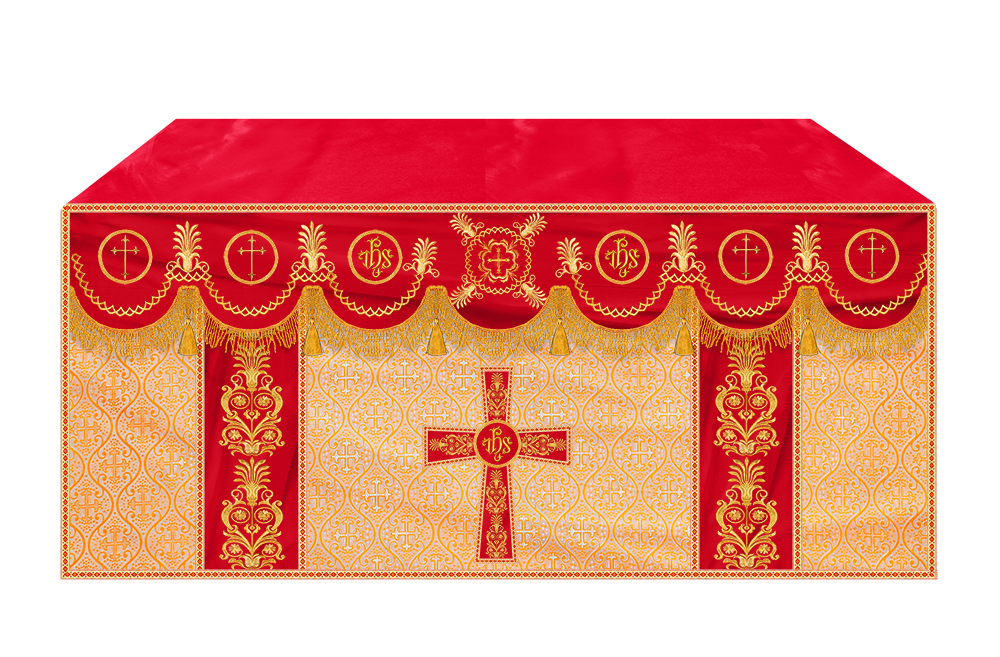 Altar Cloth with Embroidered Motif and Trims