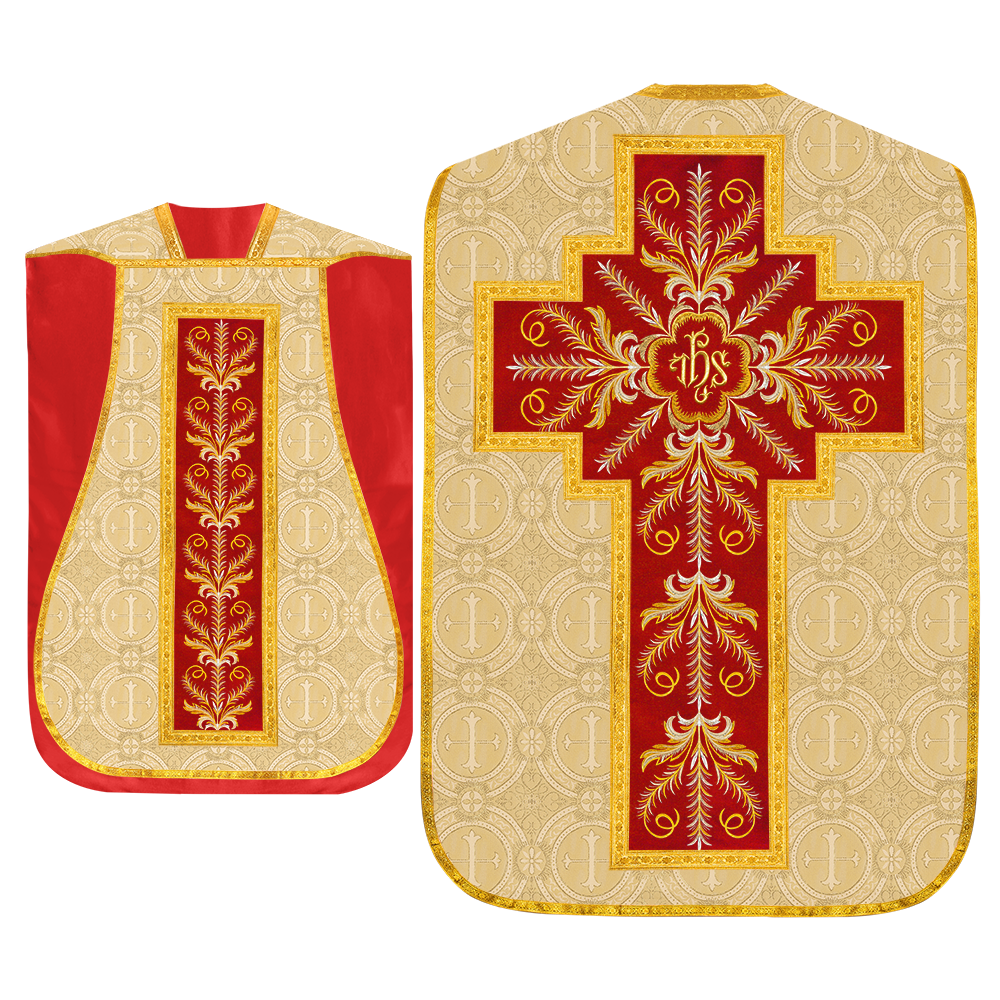 Set of Four Roman Chasuble with liturgical motifs