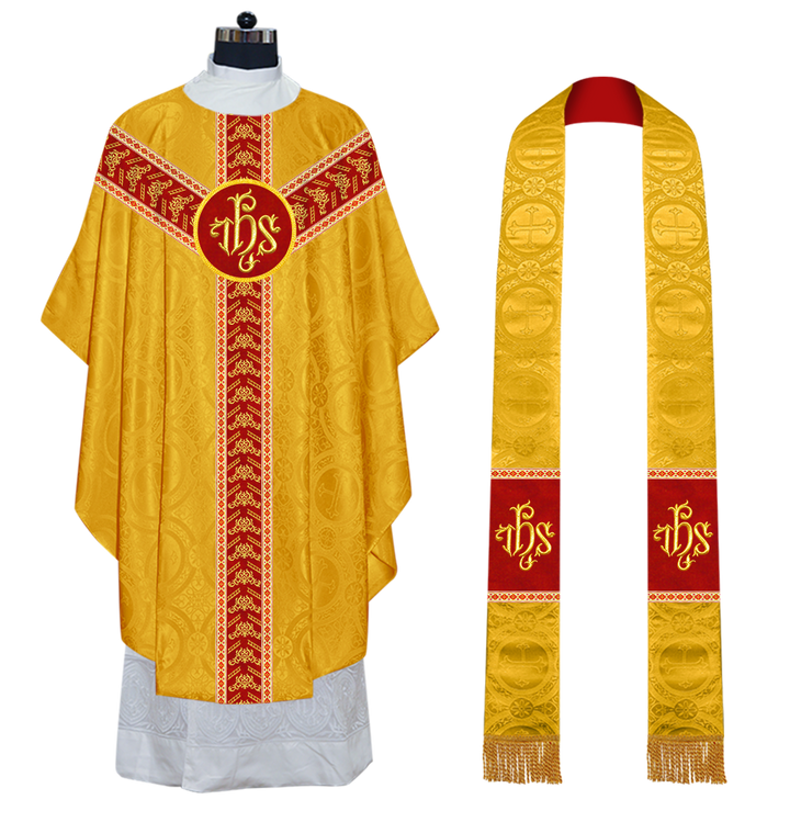 Gothic Chasuble Vestments With Ornate Embroidery And Trims