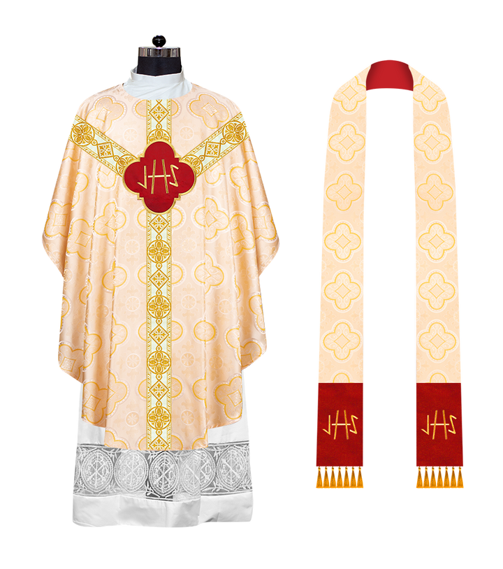 Gothic Chasuble Vestment with Motif and Trims