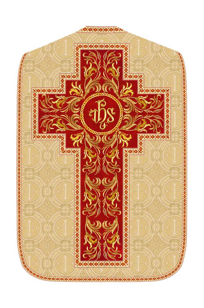 Roman Chasuble Vestment With Woven Braids and Trims