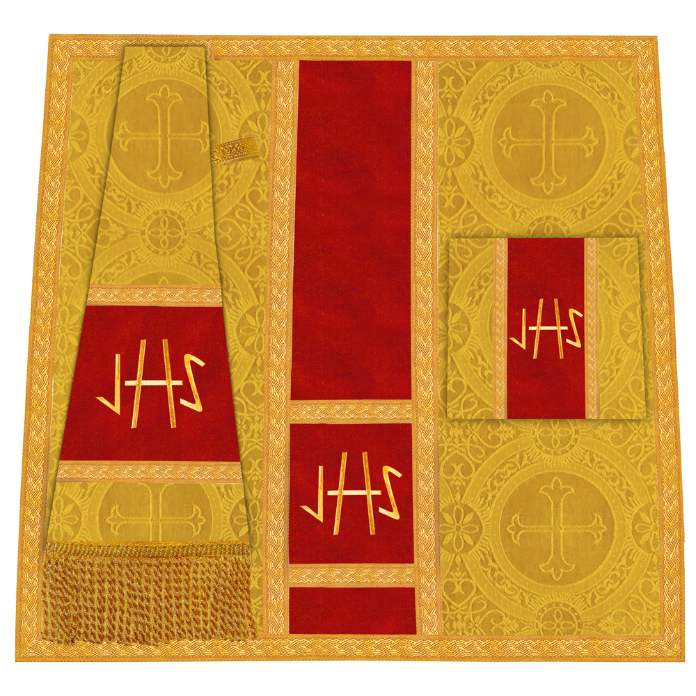 Roman Chasuble Vestment with Spiritual Motif and Ornate Braids