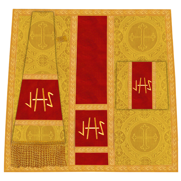 Roman Chasuble Vestment with Spiritual Motif and Ornate Braids