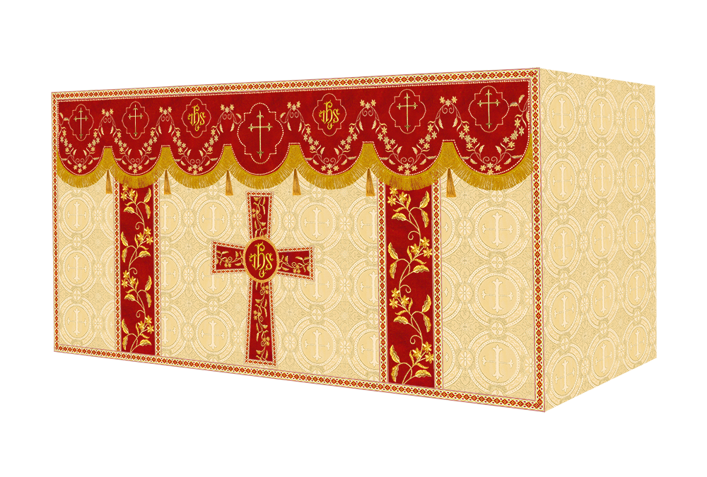 Altar Table Cloth With Floral Embroidery trims