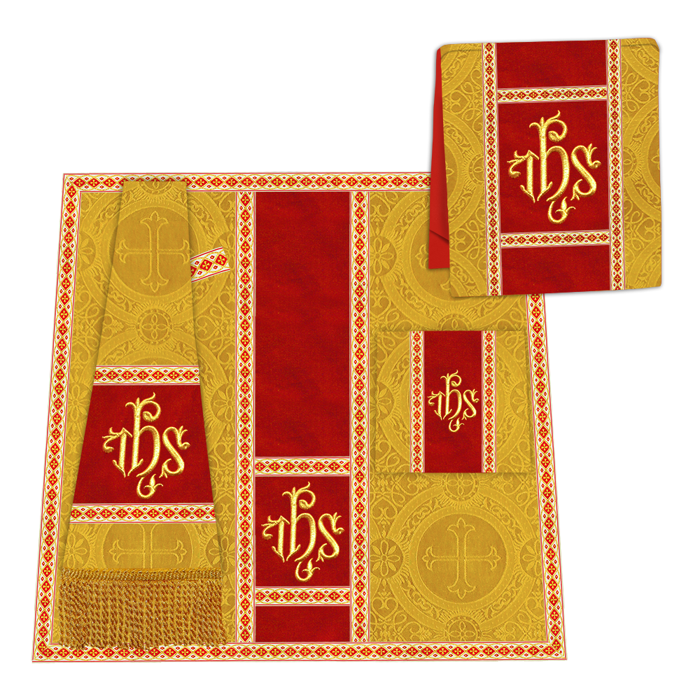 Gothic Chasuble with Embroidered Motif and Plain Orphrey