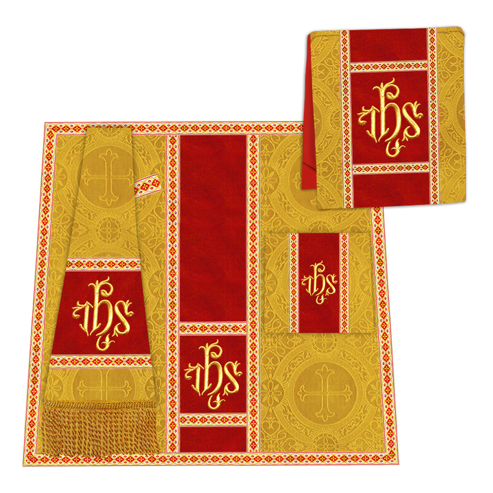 Gothic Chasuble with Embroidered Motif and Plain Orphrey