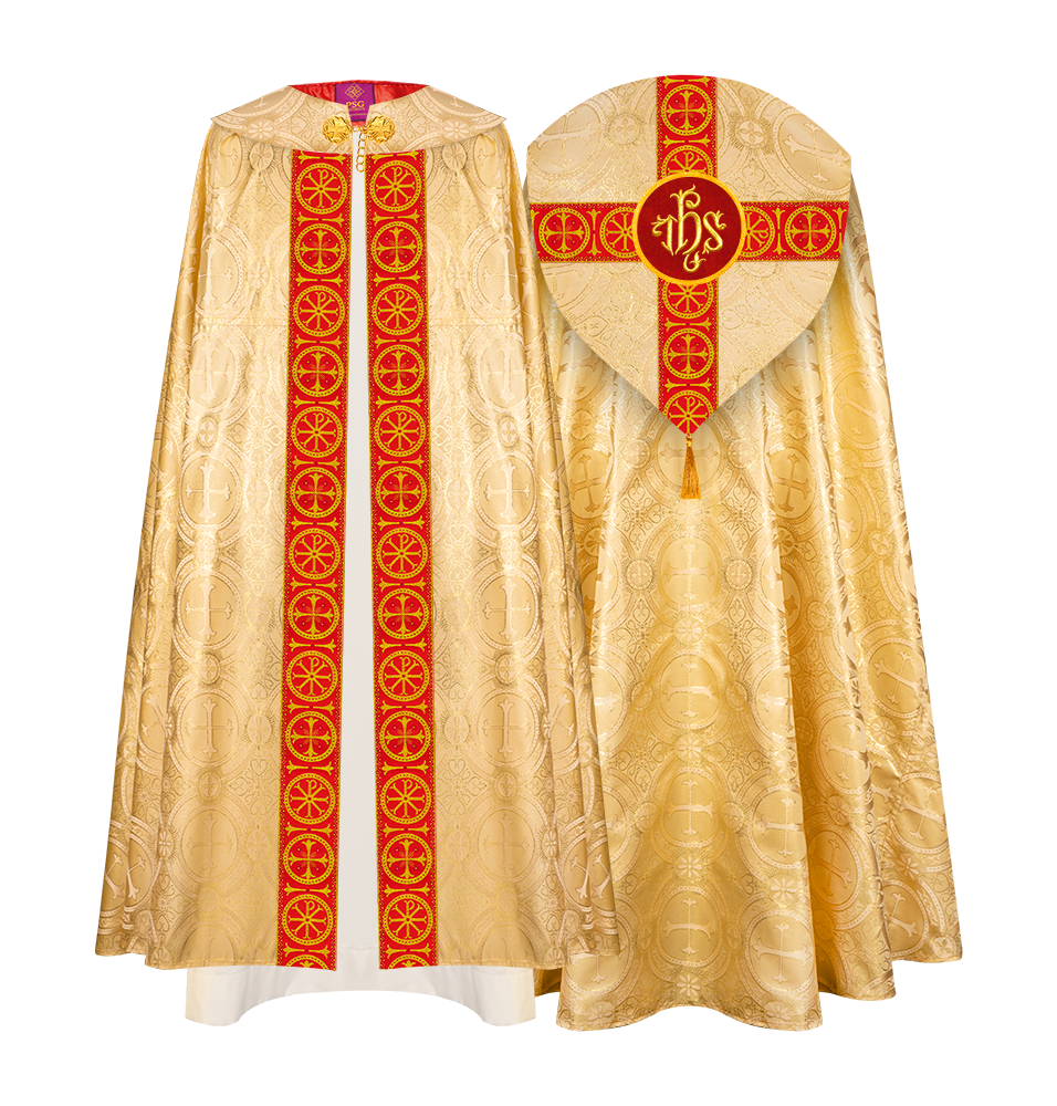 Gothic Cope Vestment with Cross Type Braided Motif