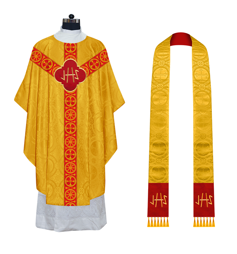 Gothic Chasuble Vestment with Y type braided orphrey