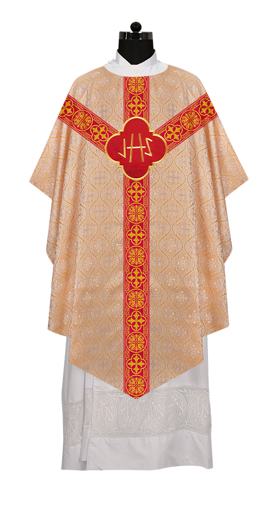 Pugin Chasuble with Intricate Embroidery and Orphrey Details