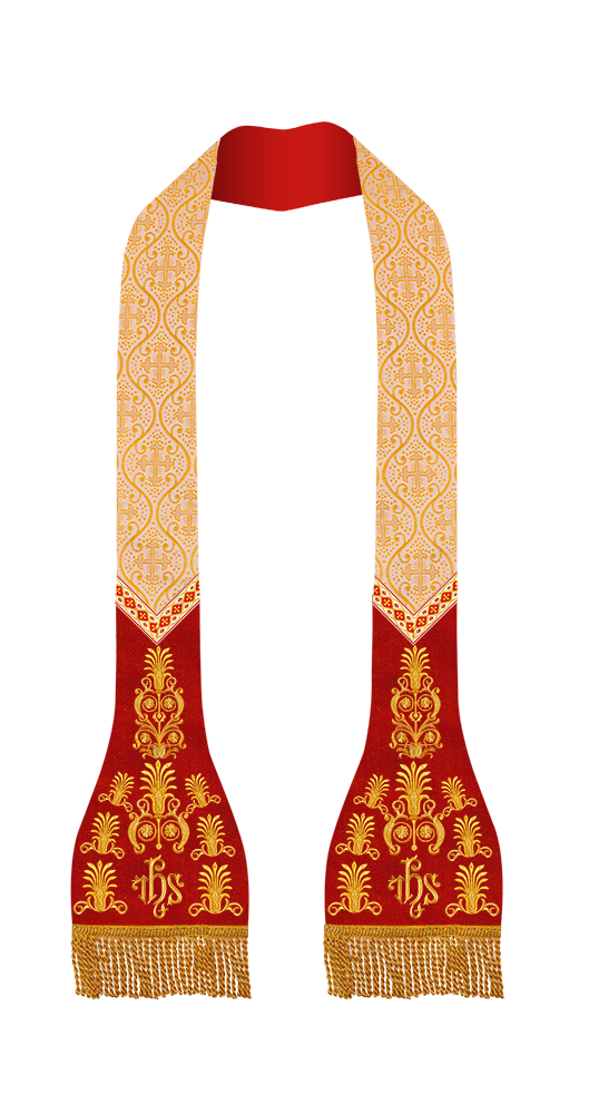 Embroidered Roman stole with Motif and trims