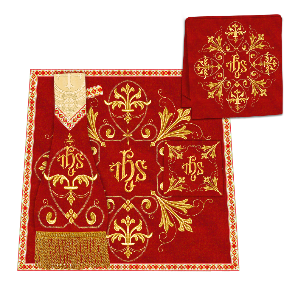 Embroidered Roman Cope Vestment with Braided Trims