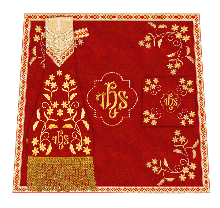 Set of Four Floral Embroidery Roman Chasuble