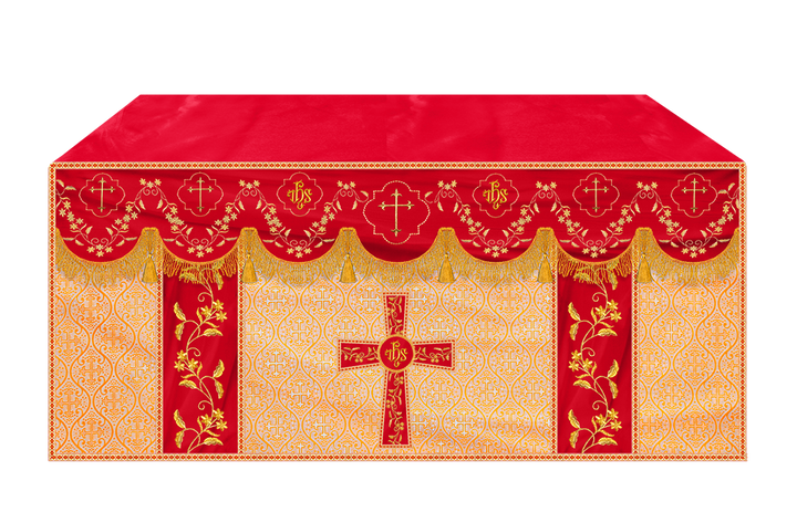 Altar Table Cloth With Floral Embroidery trims