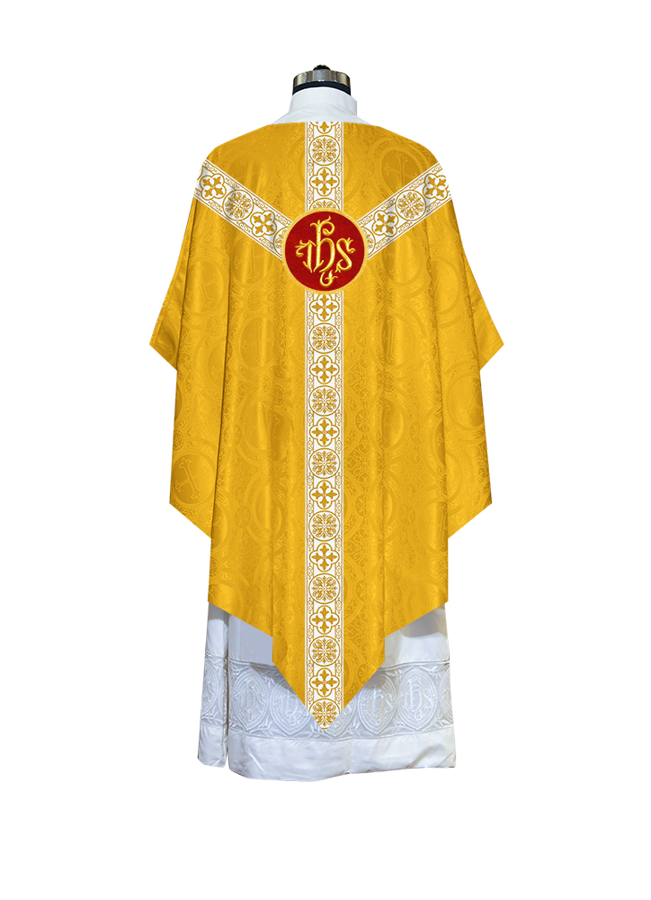 Traditional Pugin Style Chasuble Adorned with White Braids