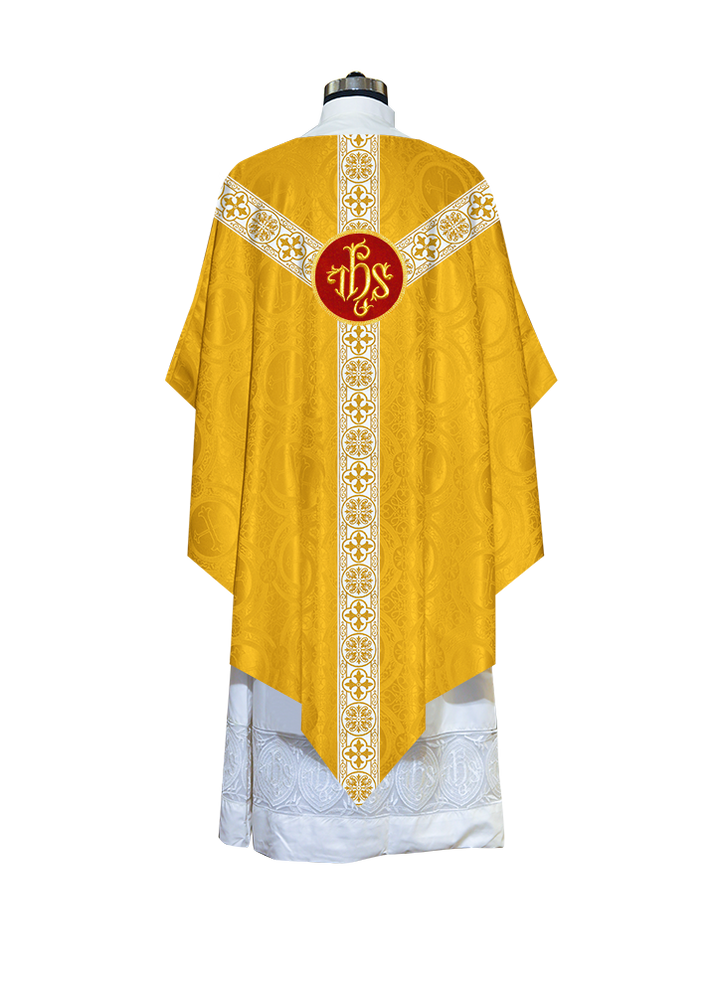 Traditional Pugin Style Chasuble Adorned with White Braids