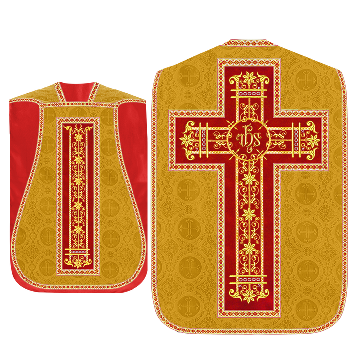 Roman Chasuble Vestment Enhanced With Orphrey and Trims