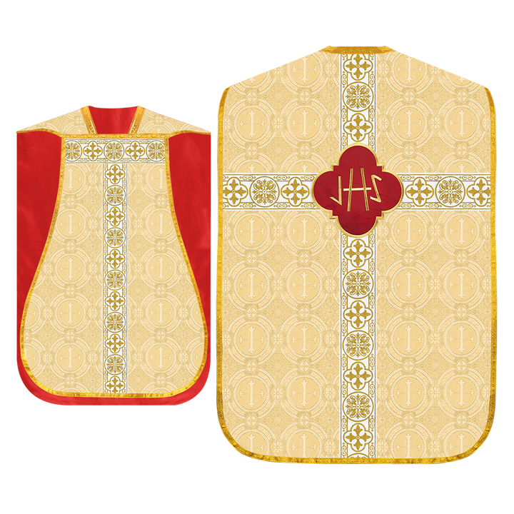 Fiddleback Vestments with Motif and Cross Orphrey