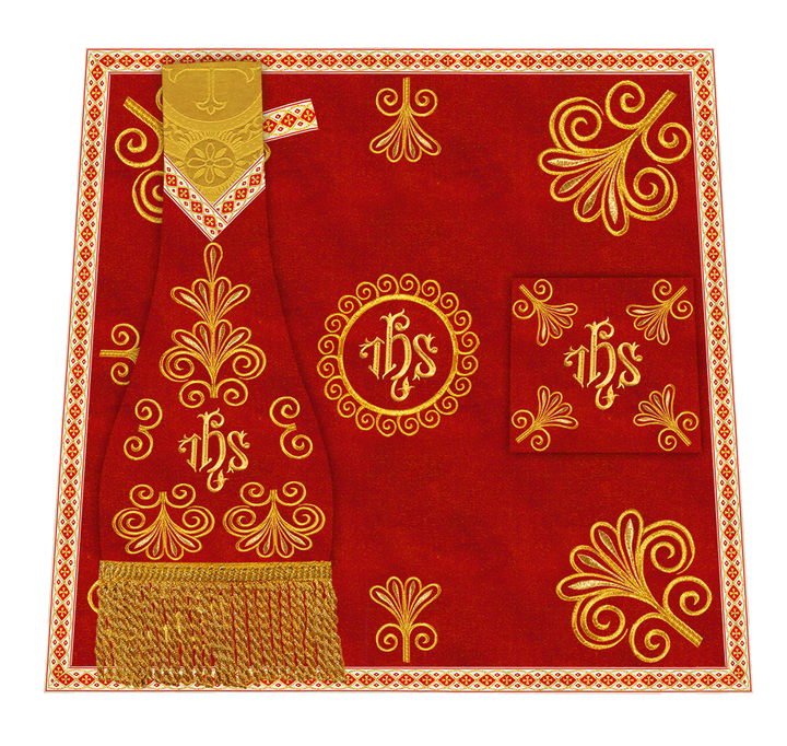 Roman Chasuble Vestment enriched With Coloured Braids and Trims