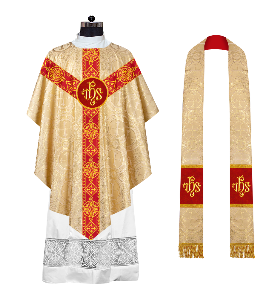 Pugin Style Chasuble with Embroidered Orphrey