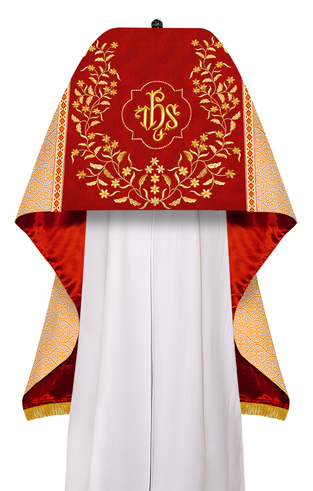 Humeral Veil Vestment with Floral Embroidered Trims