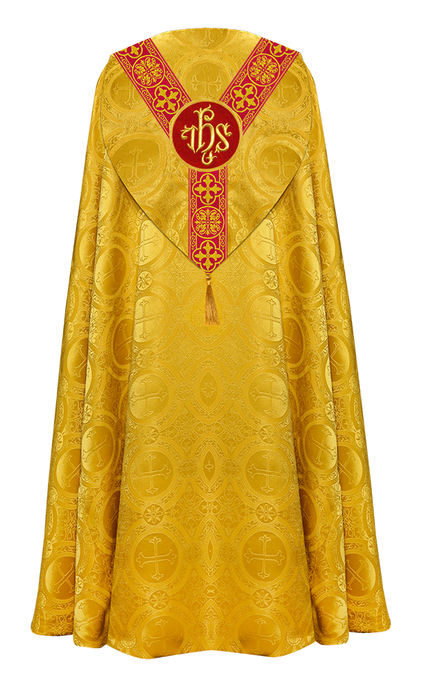 Gothic Cope Vestment with Y Type Braided Trims and Motifs