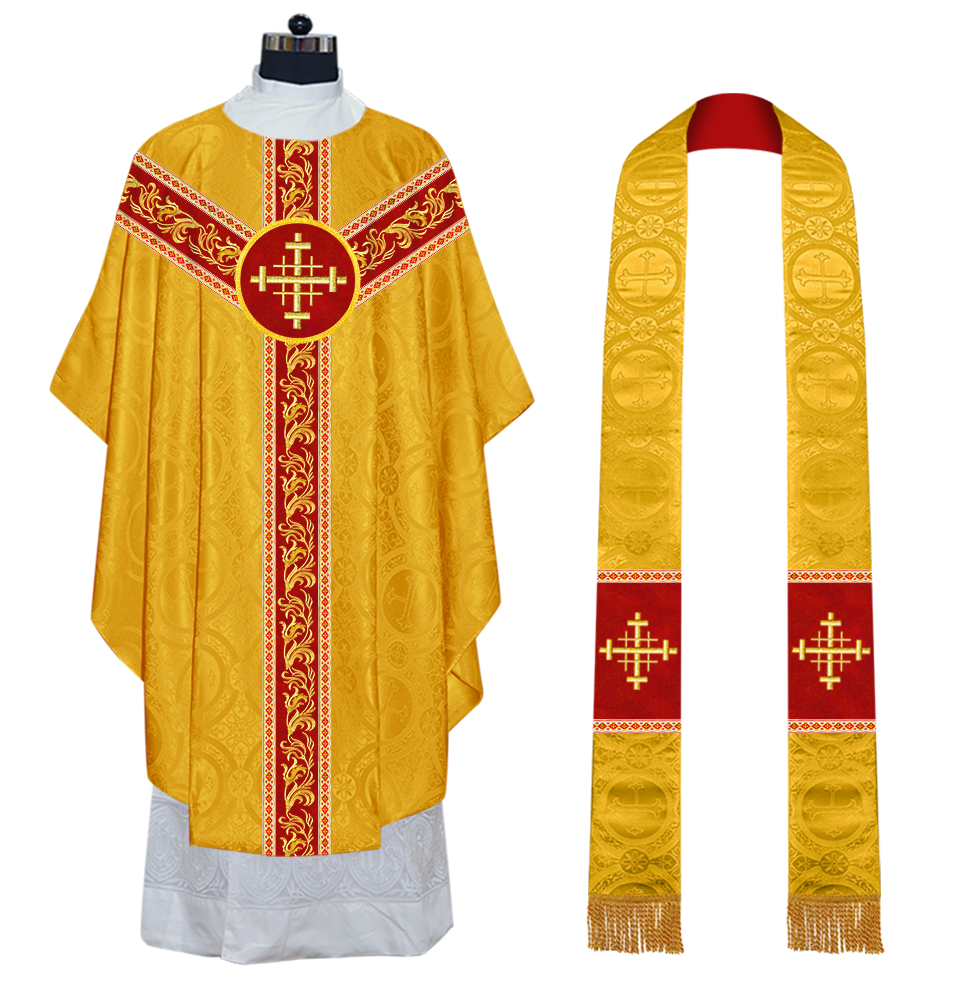 Gothic Chasuble Vestments With Ornate Embroidery And Trims