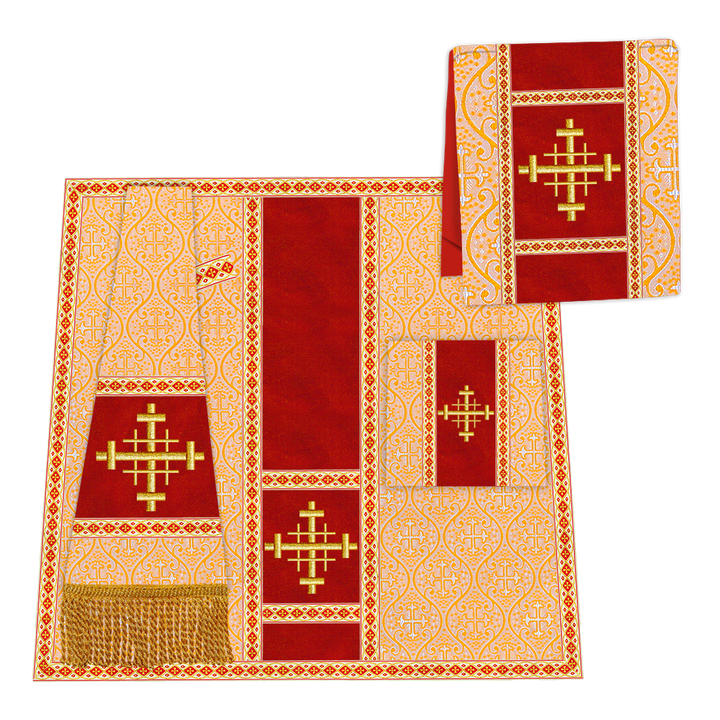 Gothic Chasuble Vestment with Embroidered Cross and Trims