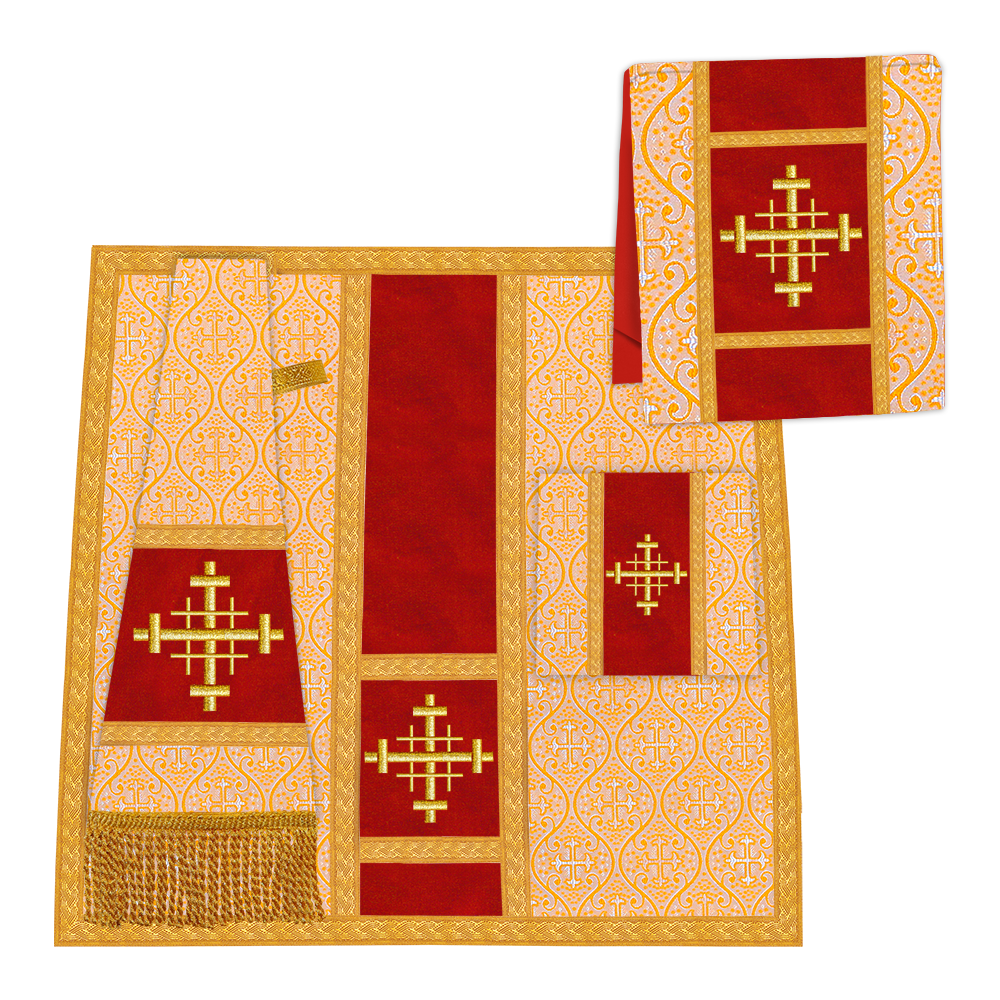 Gothic Chasuble Vestment with Motif and White Orphrey