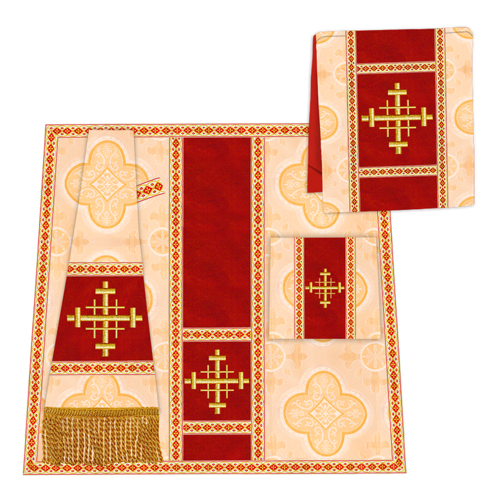 Gothic Chasuble Vestment with Embroidered Cross and Trims