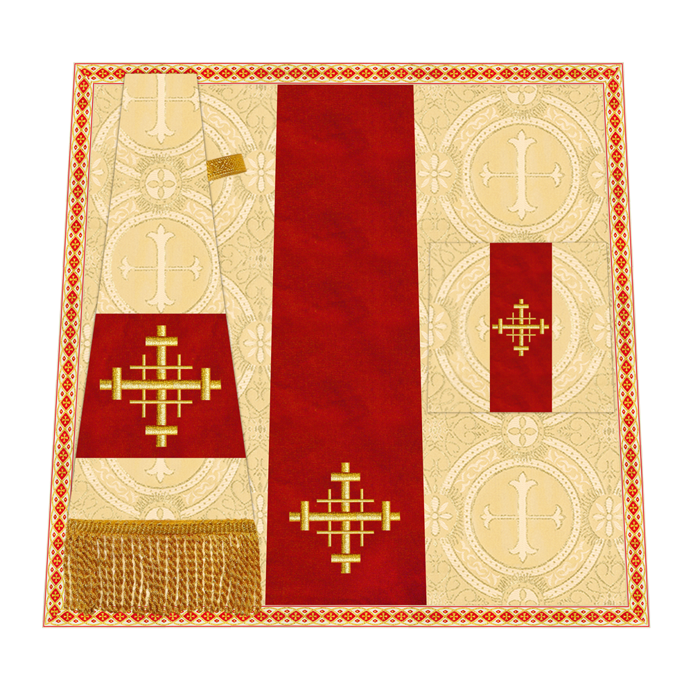 Liturgical Cross Embroidered Mass Set and braided trims