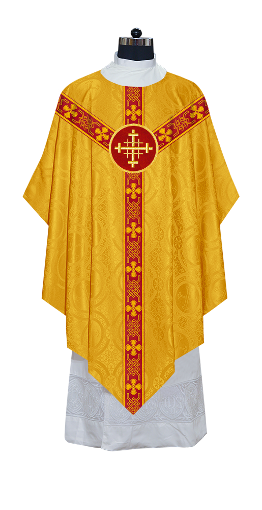 Liturgical Pugin Chasuble with Woven Designer Braided Orphrey