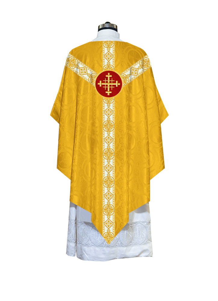 Traditional Pugin Style Chasuble Adorned with White Braids