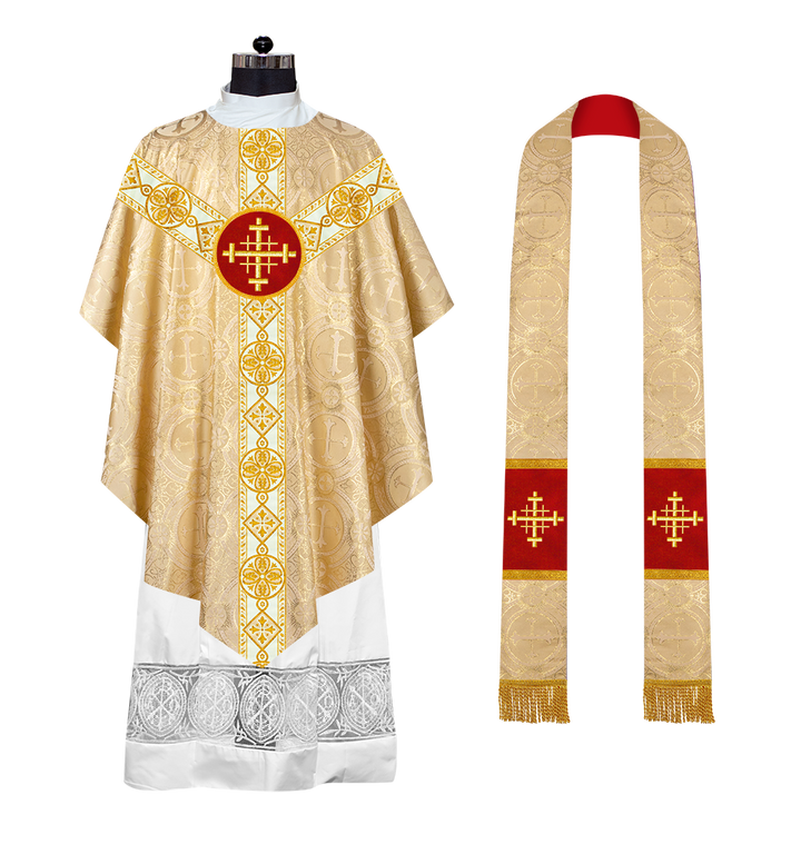 Pugin Style Chasuble with Embroidered Orphrey