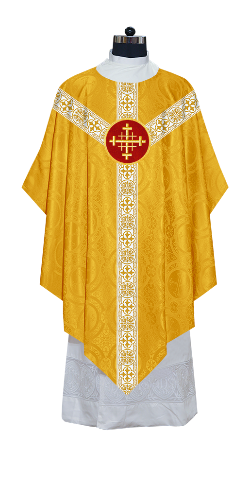 Traditional Pugin Style Chasuble Adorned with White Braids