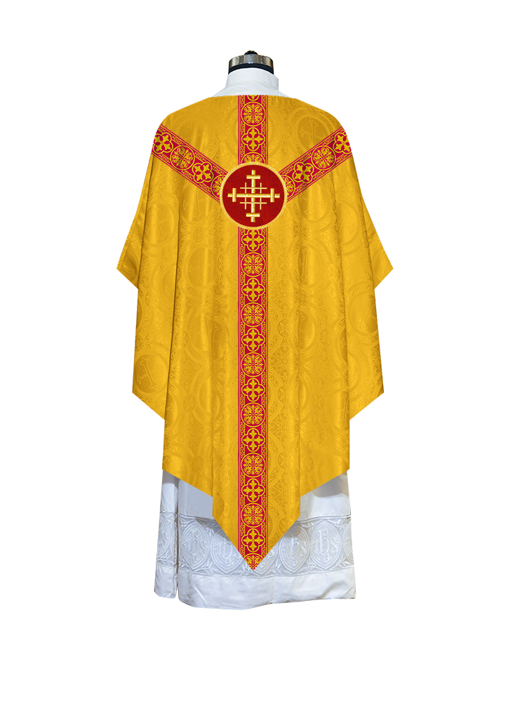 Liturgical Pugin Chasuble with Woven Designer Braided Orphrey