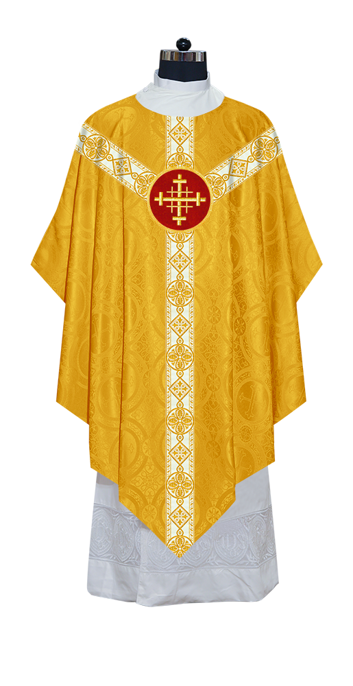 Traditional Pugin Style Chasuble Adorned with White Braids