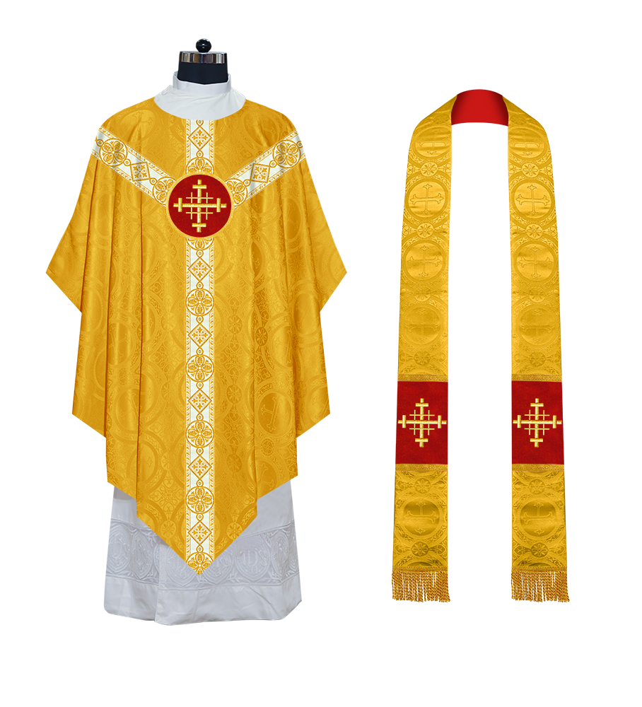 Traditional Pugin Style Chasuble Adorned with White Braids